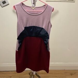 Kling Pink and Red Women’s Funky Dress with Navy Ruffle Accent size medium